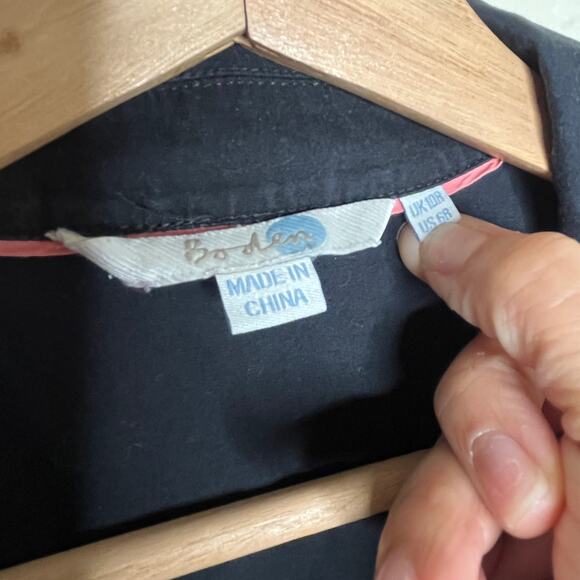 Boden Women's Black Collared 3/4 Sleeve Button Shirt Dress Size 6 - Picture 2 of 7